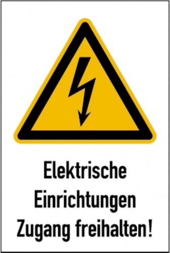 Dreifke® Kombi-Warnschild, Elektrische Einrichtungen, W012 - 200x300x1.5 mm Kunststoff