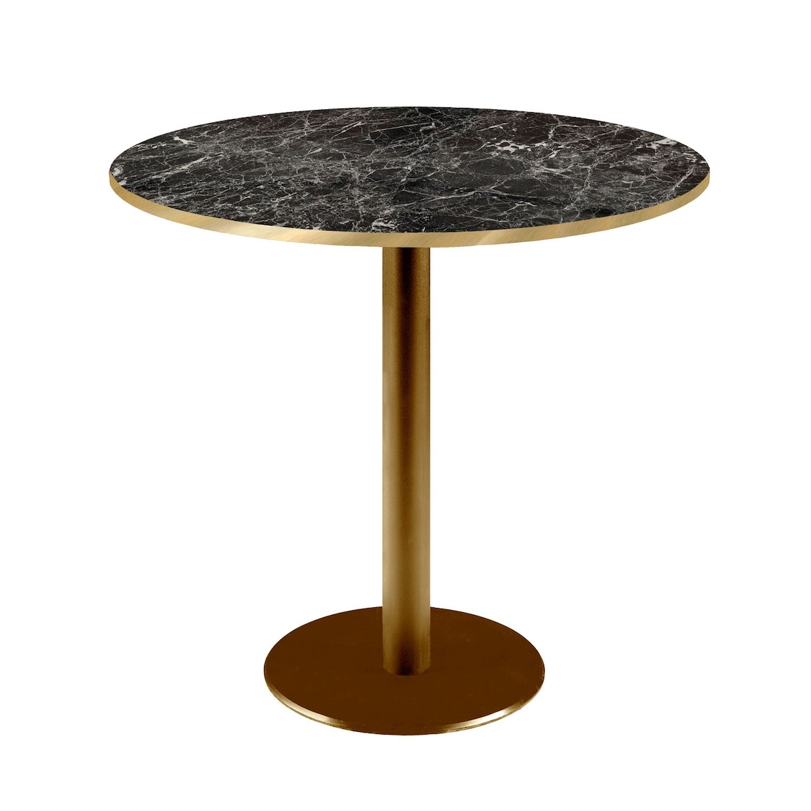 Restootab - Table Ø70cm Rome bistrot marbre noir brillant