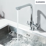 thumbnail of KLARWERK® Felix | 3-Wege Armatur Edelstahl Chrom glänzend | Filter Trinkwasser Wasserhahn Küche | 360° Osmose Mischbatterie U-Auslauf 3 Anschlüsse