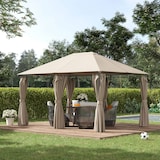 thumbnail of Outsunny cenador de jardín 4x3 m pabellón de exterior con 6 paredes laterales 8 orificios de drenaje y marco de acero para fiestas patio terraza