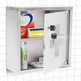 thumbnail of Relaxdays Medizinschrank EMERGENCY, Edelstahl/Glas, HxBxT:30x30x12cm, abschließbar, 2 Ablagen, Apothekerschrank, silber