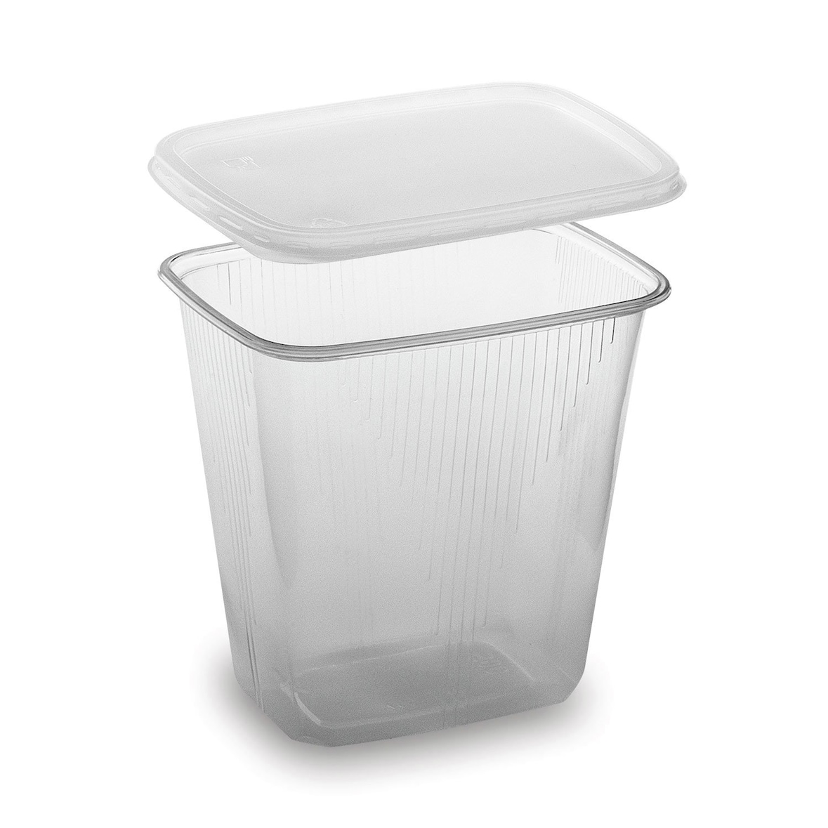 250x Rechteckbecher klar 500 ml mit Deckel PP tiefkühl- microwellengeeignet