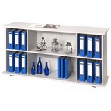 thumbnail of bümö Regal-Sideboard grau, Büro Standregal & Kommode für 2 Ordnerreihen - Bücherregal klein 166 cm breit, Aktenregal für Ordner & Bücher, kleines