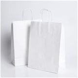thumbnail of 100 Weiße Papiertüten mit Henkeln 25x10x32cm - Tasche für Einkäufe, Geschenke, Hochzeiten