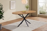 thumbnail of Esstisch oval 120x80x76  Natur MDF Tischplatte mit Metall Kreuzbeinen stabil und pflegeleicht für 4 bis 6 Personen modernes Design