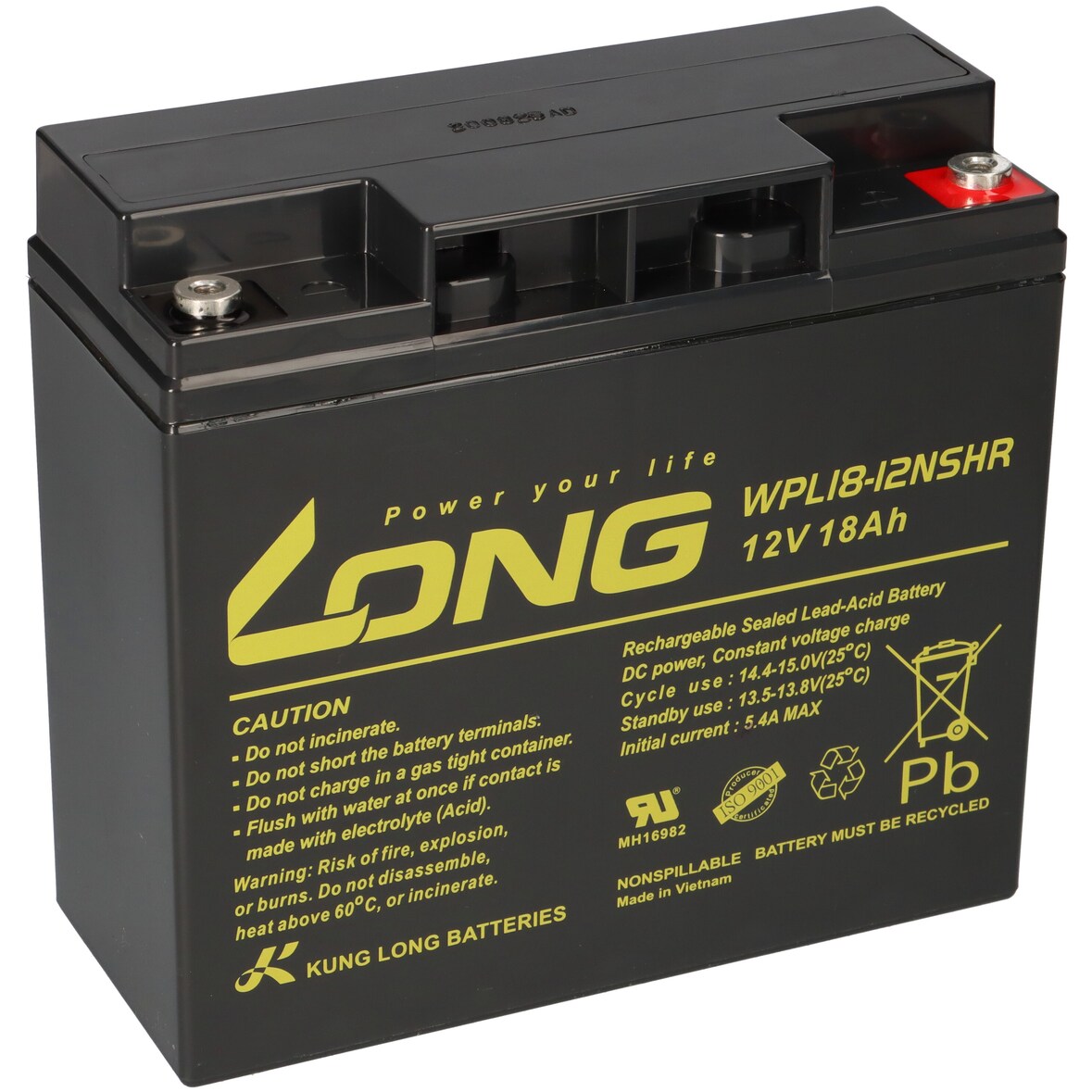 Kung Long Bleiakku 12V 18Ah WPL18-12NSHR longlife 10 Jahre