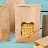 thumbnail of BIOZOYG 400 Stück Kraftpapiertüten 15,5 x 7 x 24,5 cm, Größe L, braun, Papiersäckchen, Blockbeutel, mit Fenster, Papier-Geschenktüten mit Clip
