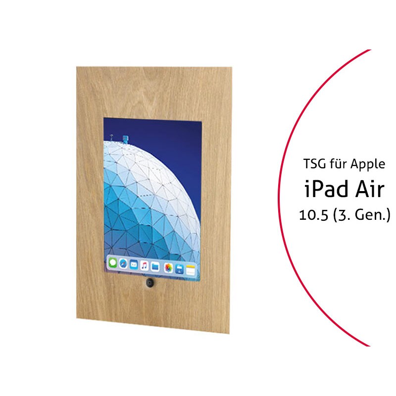TabLines TWE074O Tablet Wandeinbau für Apple iPad Air 3 10.5 (2019), HB, Eiche