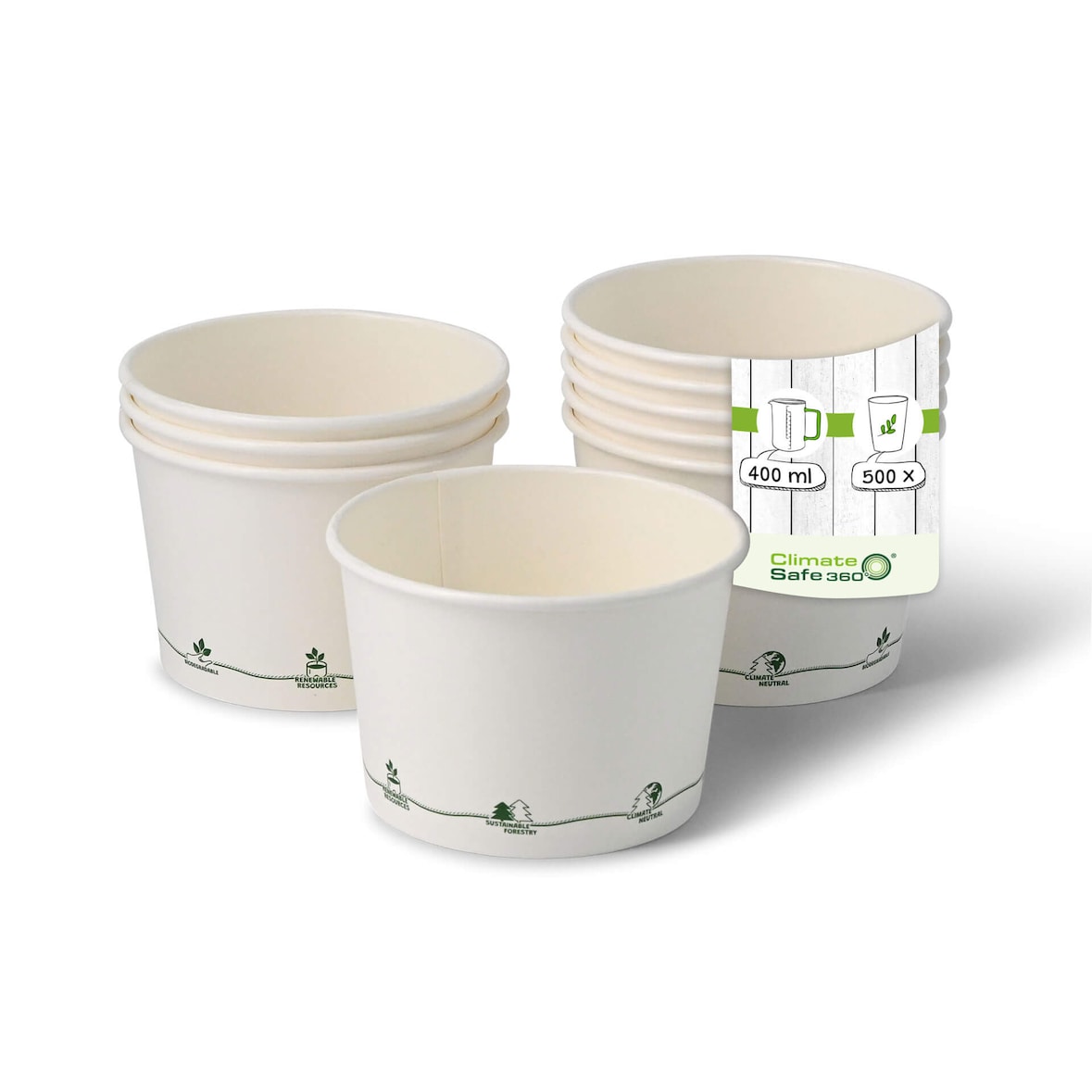 greenbox - Karton-Universal-Becher 400 ml / 16 oz, Ø 115 mm, "EcoUp©"-Icons, 500 St.