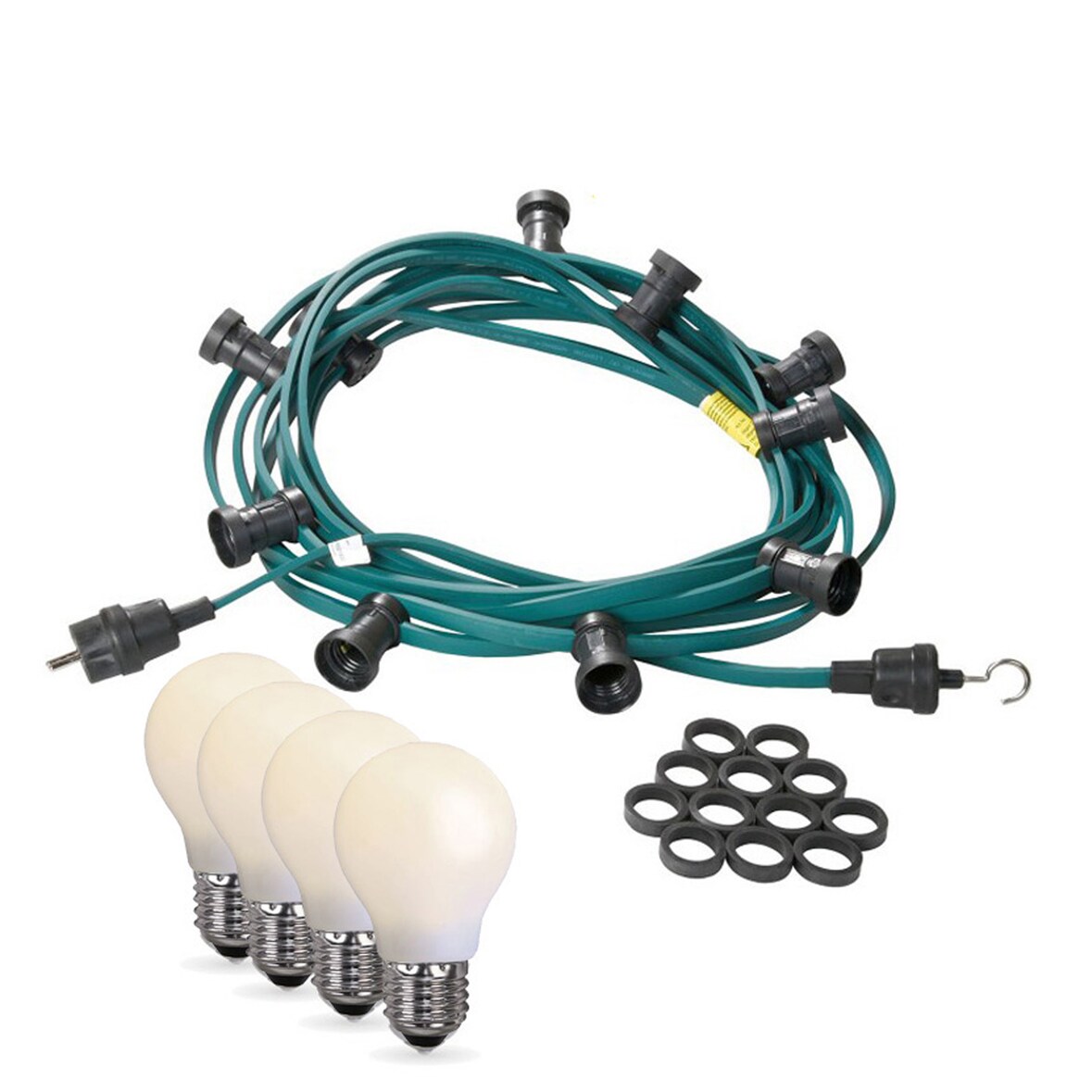 Illu Party Garten Lichterkette für Außen 20m grün 20x E27 LED Tropfenlampen opal