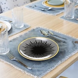 thumbnail of Intirilife 4x Porzellan Teller Muster Gestreift - Schwarz Weiß - Durchmesser 15.3 cm - Frühstücksteller Dessertteller Servierteller