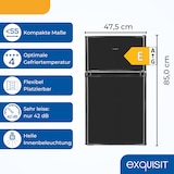 thumbnail of Exquisit Mini Kühl-Gefrierkombination KGC590-30-E-040E schwarz | Nutzinhalt: 85 L | Türanschlag wechselbar | Kühlschrank mit Gefrierfach klein