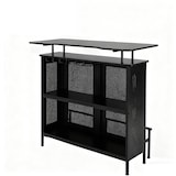 thumbnail of COSTWAY Tavolo da Bar Alto, Mobile Metallico con 2 Scaffali per Vino e 6 Portabicchieri, Poggiapiedi e 7 Gambe Regolabili