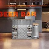 thumbnail of Gewerbliche Empfangstheke, Kassen- und Empfangstresen, 2-in-1 Eck-Bar, Front 100×50×110 cm, Seite 100×50×80 cm, Silber【YTZJ455】