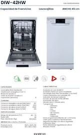 thumbnail of INFINITON Lavavajillas DIW-42HW, 9 Servicios, 45 cm de Ancho, E, Blanco