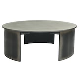 thumbnail of Couchtisch HWC-L74, Beistelltisch Wohnzimmertisch, MVG-zertifiziert Industrial, rund Ø80cm, Metall-Optik gebürstet