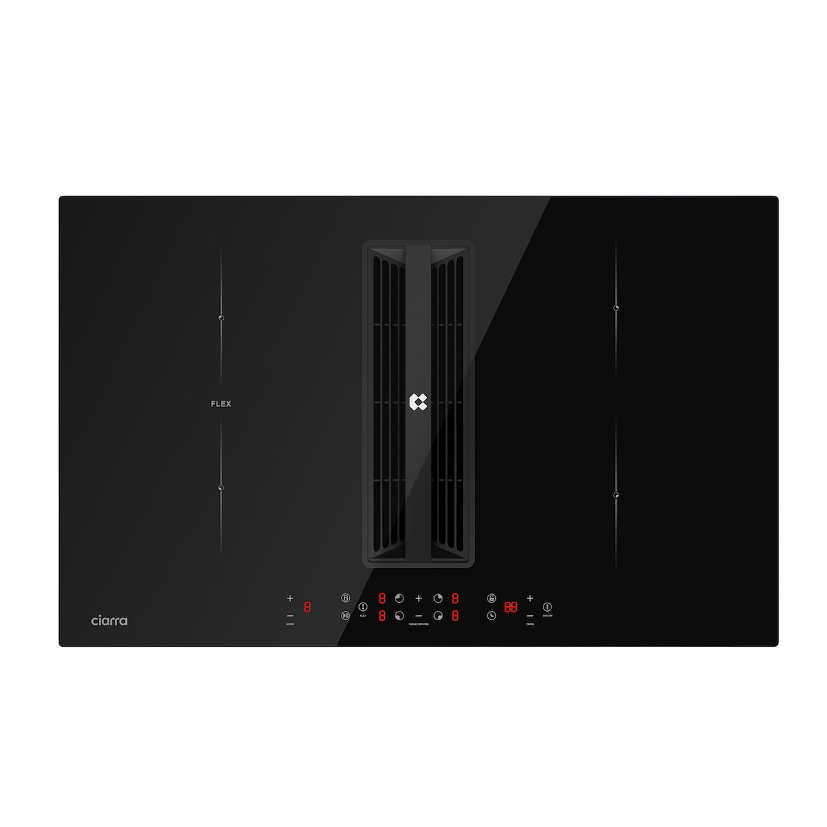 CIARRA Plaque à Induction et Hotte Intégrée 4 Foyers 83cm 7000W, avec 4 Flex Zone Boost Touche Sensitive Minuterie CBBEH834BBF