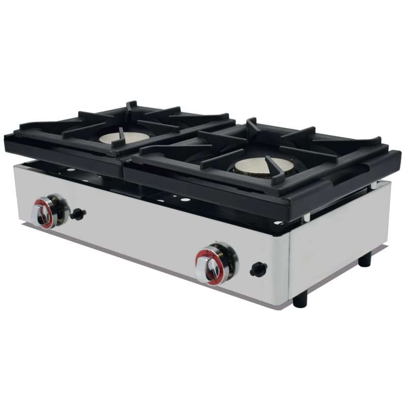 Fogão de mesa a gás 2 queimadores 6+6 Kw dim.810x457x240h mm Badajoz linha 80CG