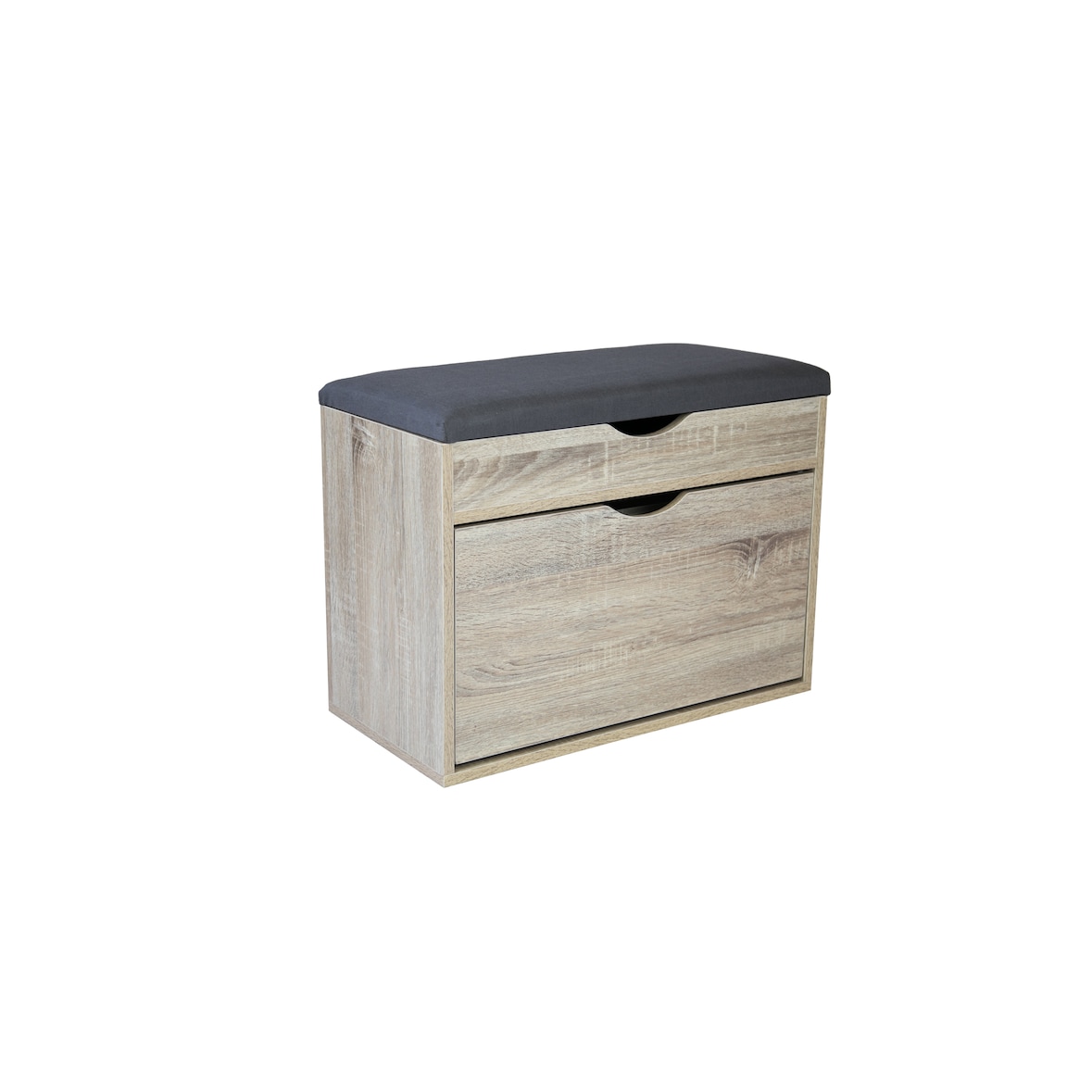 CRO Scarpiera in pannello truciolare con scomparto superiore e cuscino in poliestere - doppia profondità  - cm 60x30 h. cm 50