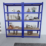 thumbnail of 2 Scaffali In Metallo E MDF Scaffale Ad Alta Portata Fino a 875 kg Con 5 Ripiani Regolabili Per Garage Officina Cantina Magazzino 180x90x40cm (Blu)
