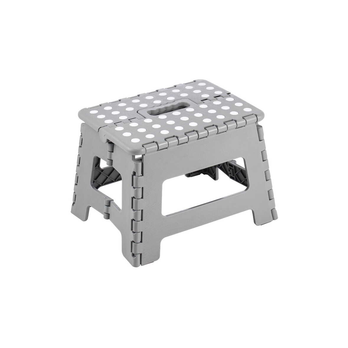 King Home Sgabello Pieghevole Clic-Clac Polipropilene 30x22x22h cm con Maniglia Grigio