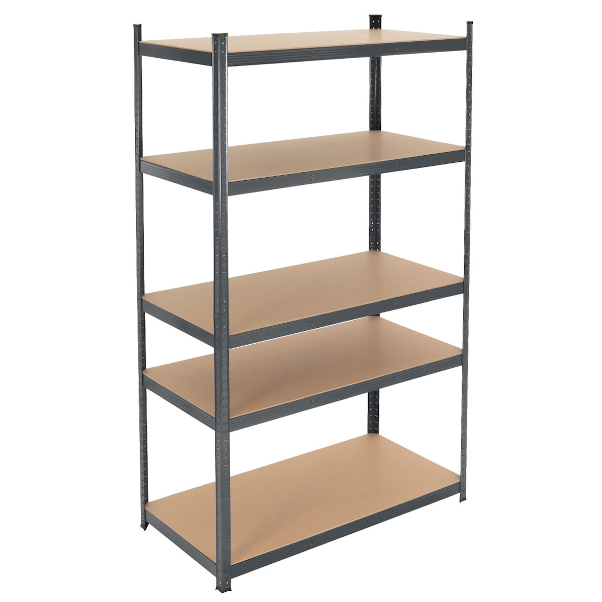 ECD Germany Werkstattregal Schwerlastregal 200x100x60 cm, Anthrazit, pulverbeschichter Metall, 5 MDF Holz Böden, belastbar bis 875 kg, Lagerregal