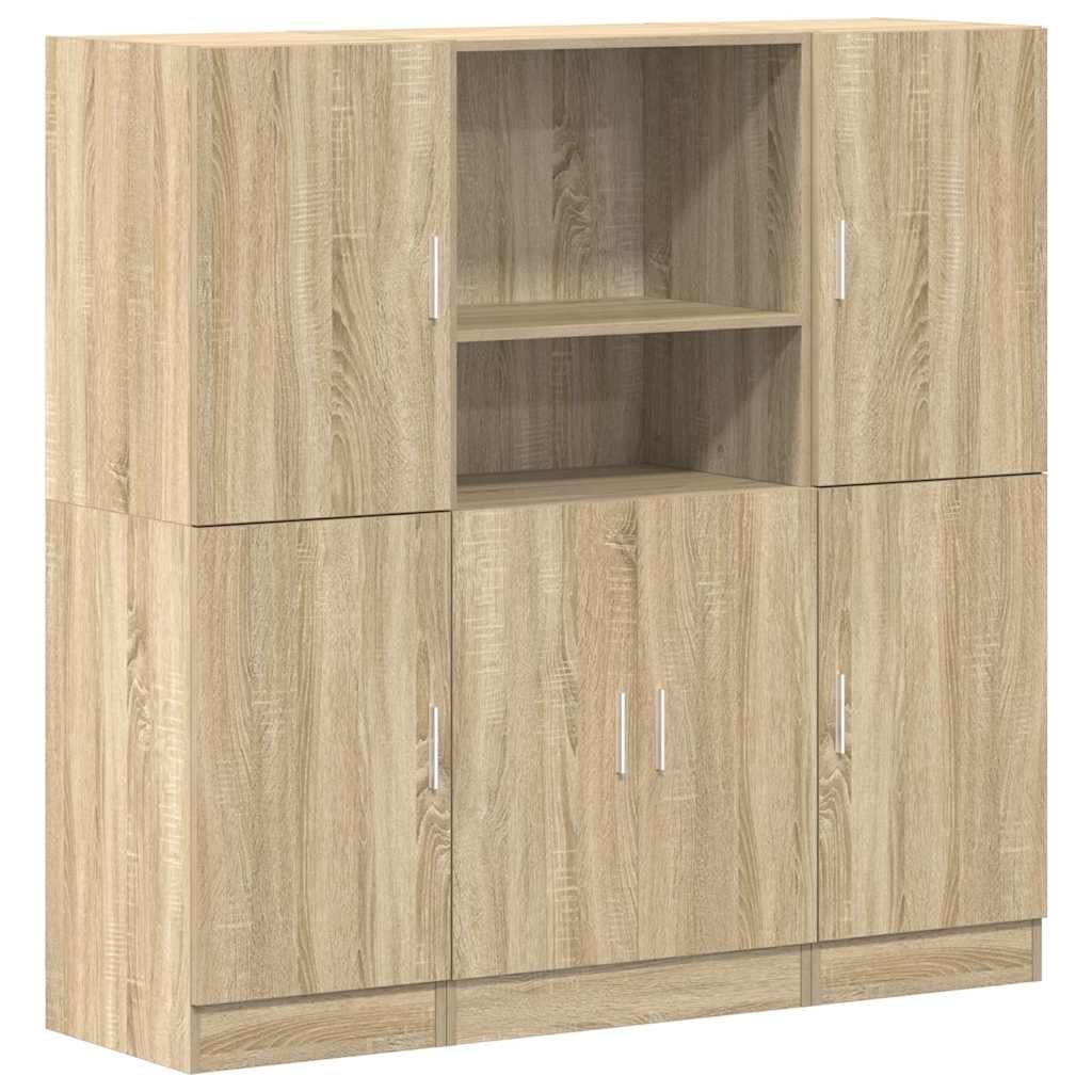 vidaXL 3-tlg. Küchenschrank-Set Sonoma-Eiche Holzwerkstoff