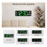 thumbnail of Relógio de parede ou de mesa digital, visor LED de 15 polegadas com comando, indica temperatura e humidade