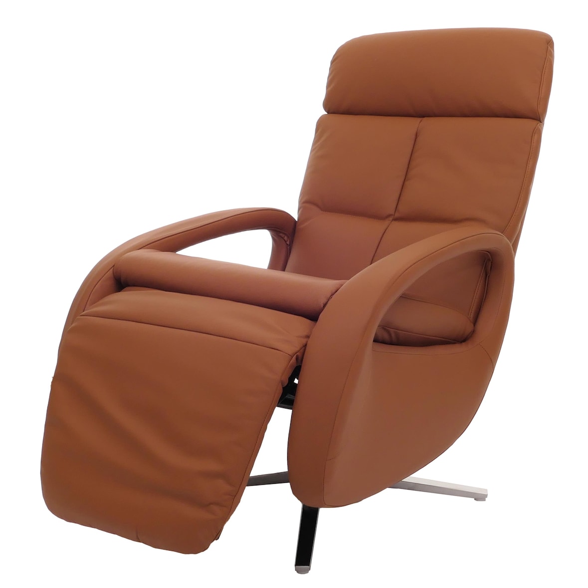 Relaxsessel HWC-L11, Design Fernsehsessel TV-Sessel Liegesessel, Liegefunktion drehbar, Voll-Leder ~ braun