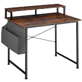 thumbnail of tectake Table de bureau avec étagère de rangement et poche en tissu - Bois foncé industriel, rustique, 120 cm - 404664
