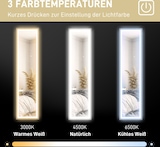 Ein beleuchteter Spiegel mit drei einstellbaren Farbtemperaturen.