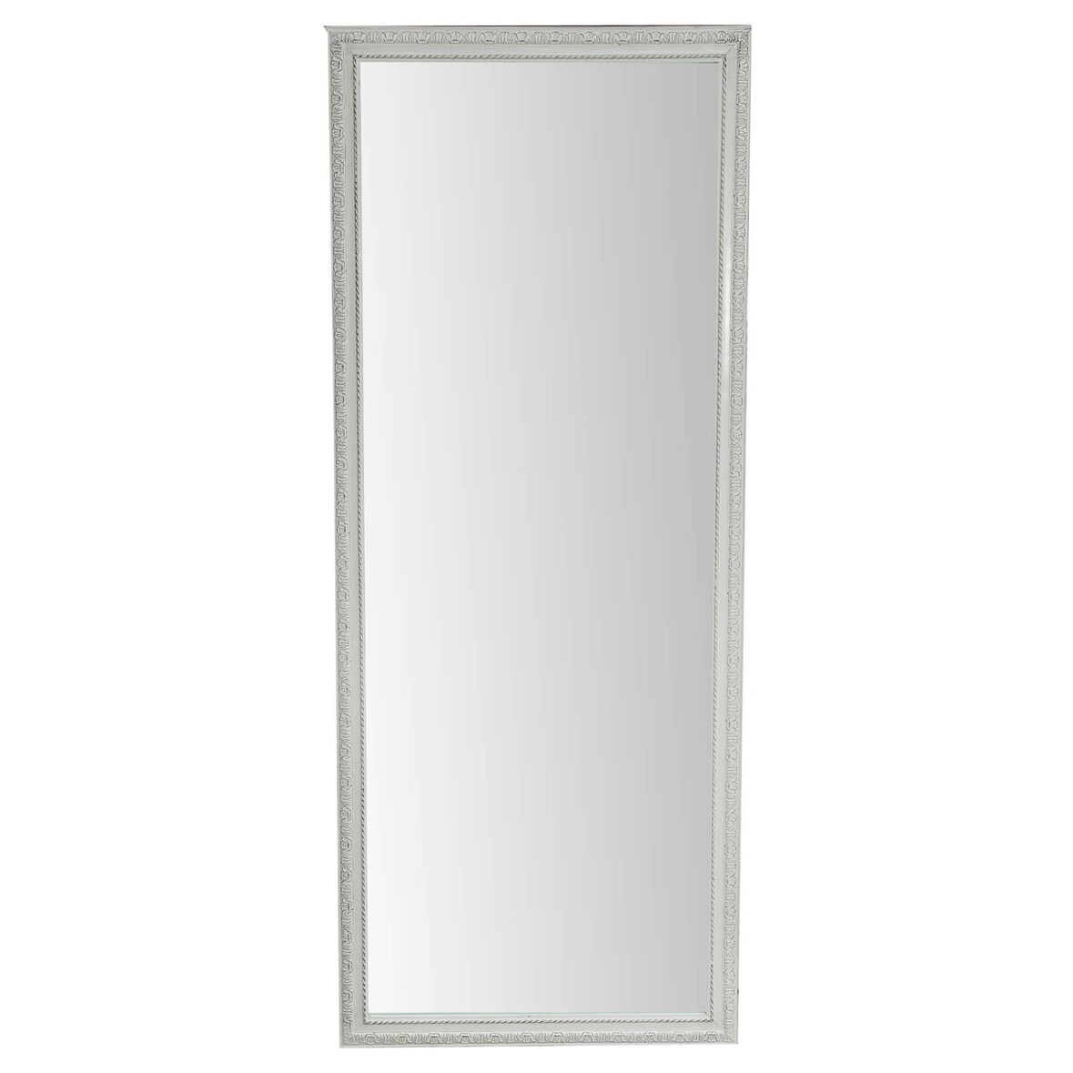 Biscottini Schlafzimmerspiegel 72x4x180 cm – Rechteckiger Badezimmerspiegel – Wandspiegel mit Holzrahmen – Dekorative Wandspiegel mit weißem Finish
