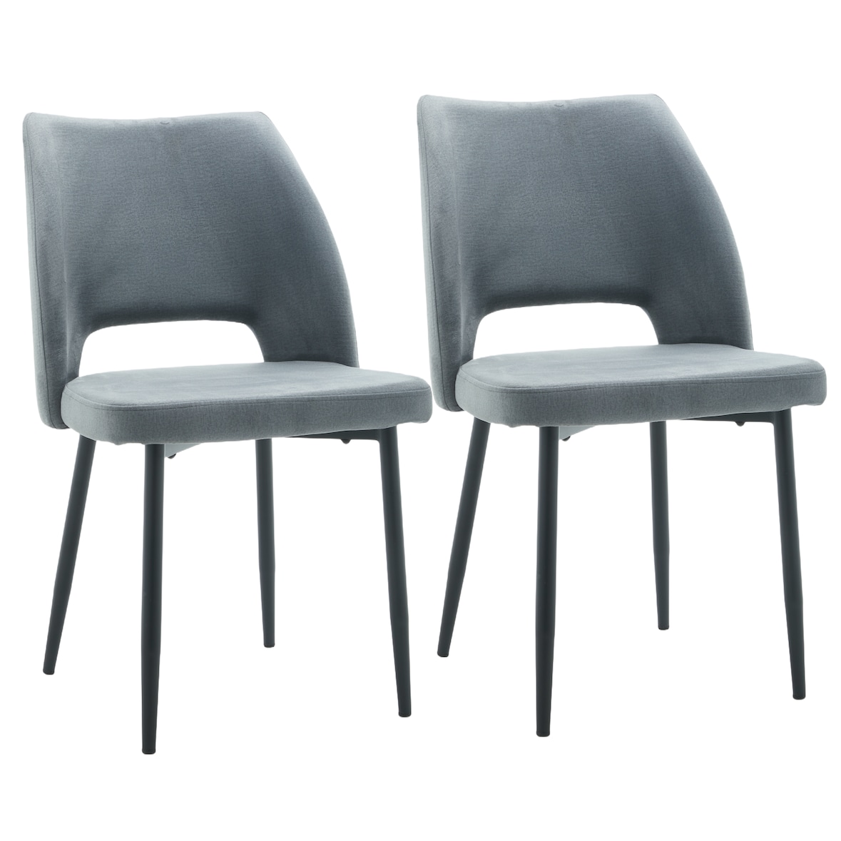 METRO PROFESSIONAL Silla de restaurante tapizada Salto, set de 2, acero/poliéster, gris/negro