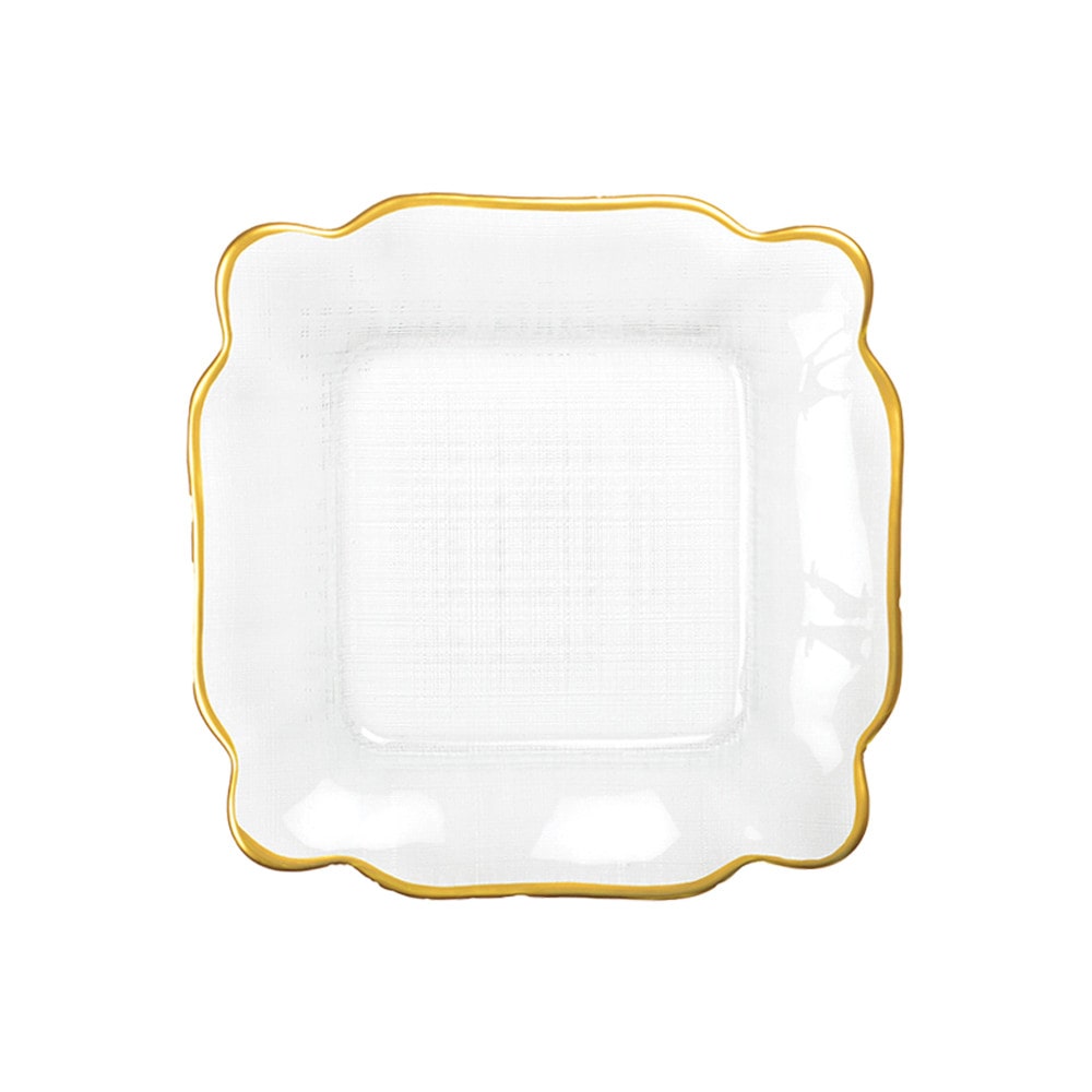 Assiette carrée en verre bords dorés 25x25x2cm