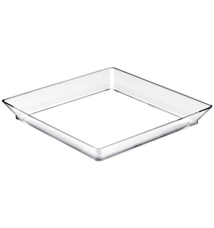 "MONOUSO - Mehrweg Tablett ""Medium"" Transparent 13x13 cm (12 Stück)"