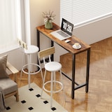 thumbnail of HOMCOM juego de 2 taburetes de bar, respaldo y reposapiés, asiento de 75,5 cm de altura, fácil montaje, estilo industrial, natural y blanco