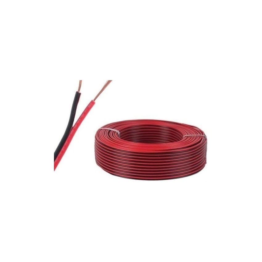 Cable de Audio para Altavoces de 50 Metros, Bobina Rojo Y Negro