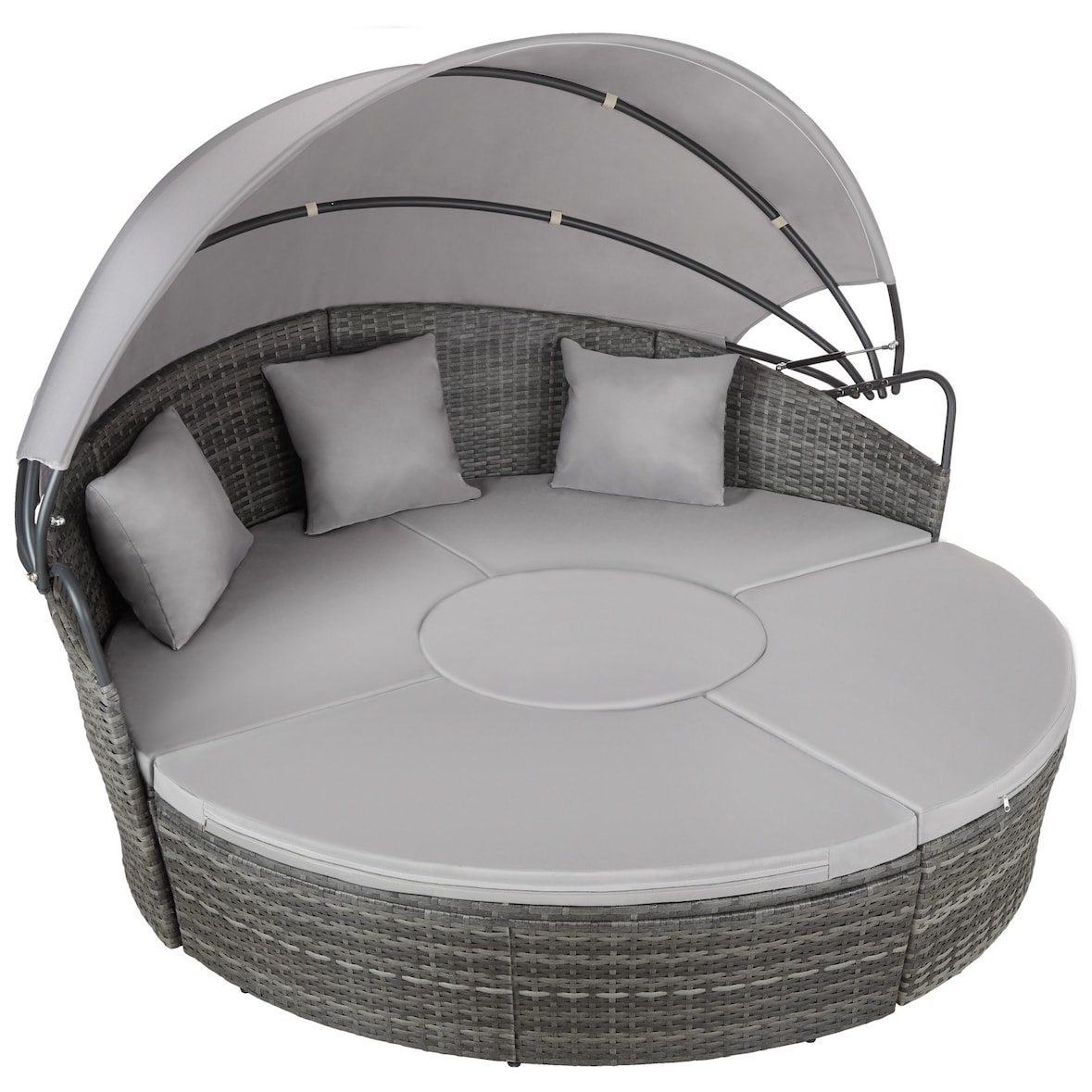 tectake Bain de soleil rond modulable SANTORIN - gris - 406107