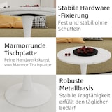 thumbnail of Couchtisch Rund Weiß 70x70x72 cm, Kunstmarmor Tischplatte, hochbeinige Konstruktion, minimalistisches Design, vielseitig als Beistelltisch