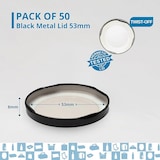 thumbnail of Tampas metálicas universais pretas 53mm - 50 unid para frascos de compotas e conservas