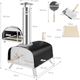 thumbnail of COSTWAY Forno de pizza portátil para exterior com pá e pedra refractária, para uso a gás e a lenha