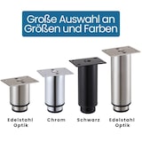 thumbnail of Möbelfüße verstellbar 4er Set 200-370mm Metall Edelstahl Optik 38mm Möbelbeine Metallfüße