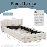 thumbnail of Einzelbett Polsterbett 90x200 cm Beige mit Chenillebezug, ergonomischem Kopfteil und stabilem Bettgestell bis 200 kg, geräuscharm ohne Matratze