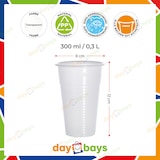 thumbnail of DayBays 300 Stk. Trinkbecher 300ml Ø8cm Plastikbecher 0,3L weiß PP