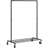 thumbnail of Garderobenständer, Schwerlast Metall Kleiderständer auf Rollen, 1 Kleiderstange, 1 Ablage, bis 90 kg belastbar, im Industriedesign, Schwarz