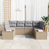 thumbnail of vidaXL 6-teiliges Garten Sofa Set mit Kissen Beige Poly Rattan Akazie