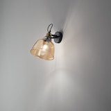 thumbnail of Applique Contemporanea Vintage Metallo Nero Vetro Ambra 1 Luce E27