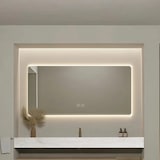 thumbnail of Wandhängendes Badezimmermöbel-Set mit Sinterstein-Waschbecken, Spiegel, Unterschrank und Ablaufgarnitur 120×55 cm【RWR208-120】