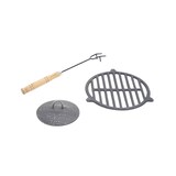 thumbnail of Terrassenofen HWC-F71, Feuerstelle Terrassenkamin Gartenkamin Gartenofen, Gusseisen 11,7kg 91x42x42cm