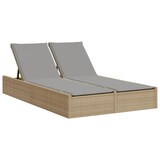 thumbnail of vidaXL Ligbed 2-persoons met kussens poly rattan beige